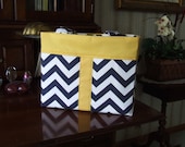 Chevron print Navy, White and Yellow Tote Bag