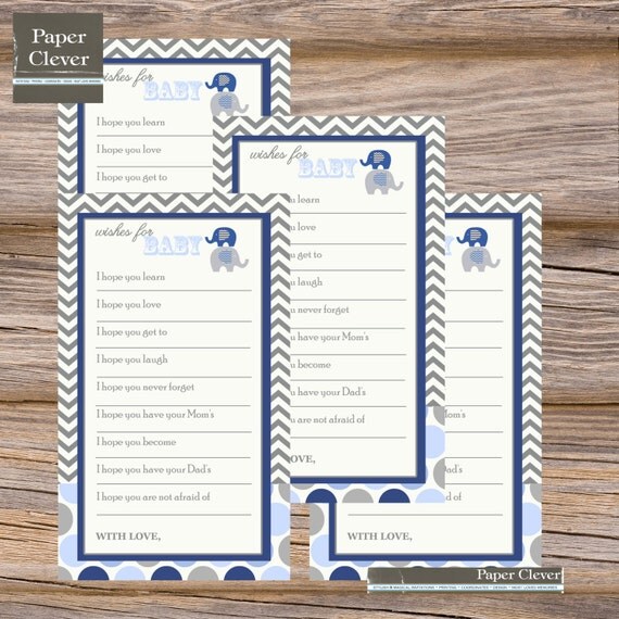 Well wishes for baby chevron stripe, mod elephant, navy, grey- instant download Il_570xn