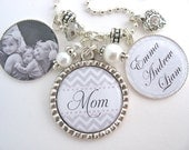 MOM PERSONALIZED Grandma Necklace Mothers Day Gift Keychain Grey White Bottle Cap BLESSED Mother Nana Jewelry Children's Names Wedding