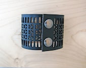 Arrow Lasercut Leather Bracelet - Black