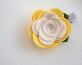Vintage Rose Hair Clip, Wool Felt Rose in Yellow and White, Rose and Plum, and Oatmeal and Rose
