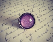 Purple sparkle painted ring/ painted l jewelry / painted glass ring