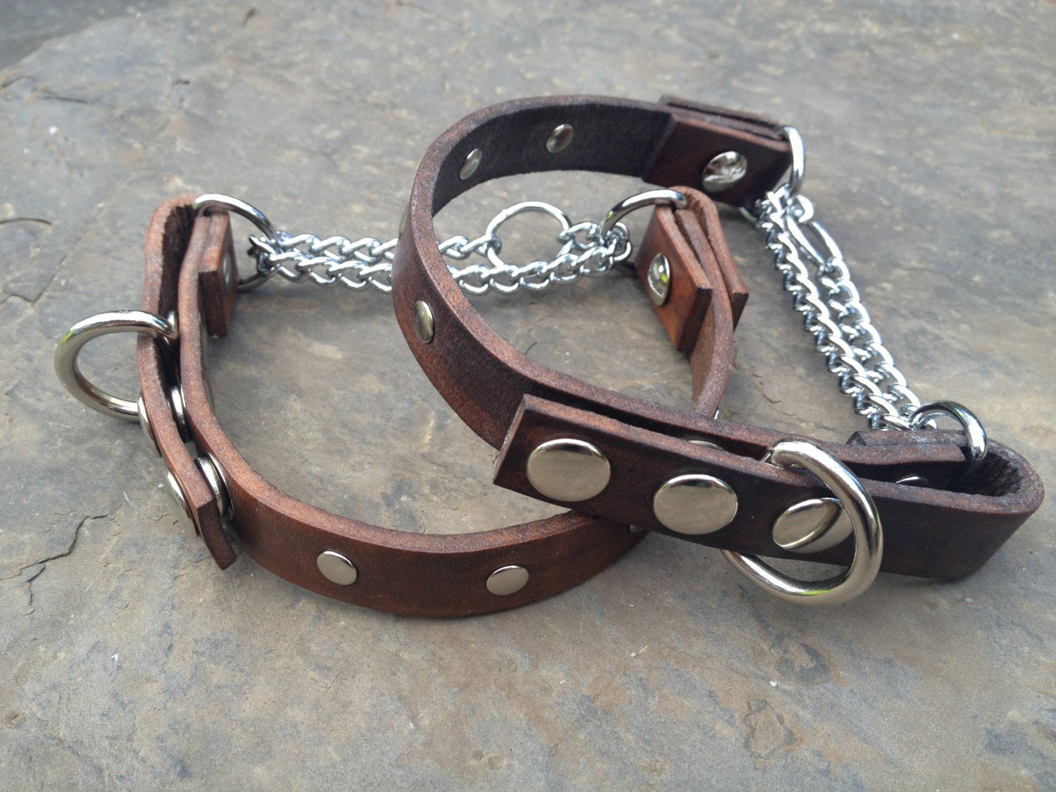 Custom Adjustable Leather Martingale Dog Collar (Small Breed)