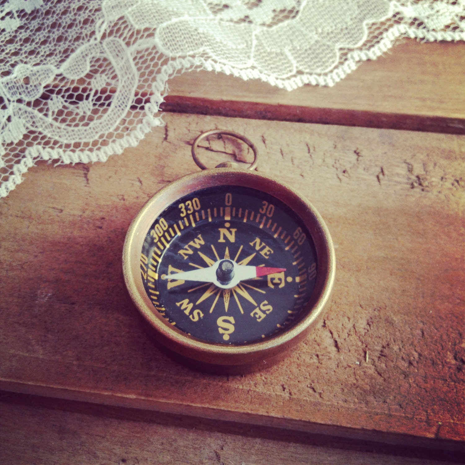 1 pc Vintage Style Compass Pendant Charm REALLY WORKS Nautical Antique Brass Bronze