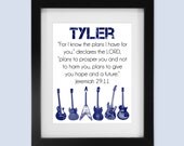 Jeremiah 29:11 "For I know the plans I have for you..." Guitar - Printable Home Decor Artwork - High resolution JPG - PIY