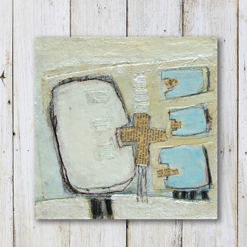 Small Original Painting - Abstract - Mixed Media - Size 8" x 8" (20cm x 20cm)