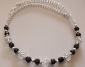 Garnet, Silver, and Crystal Necklace