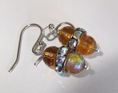 Amber Crystal and Silver Earrings