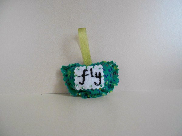 Fly Green Floral Heart Ornament