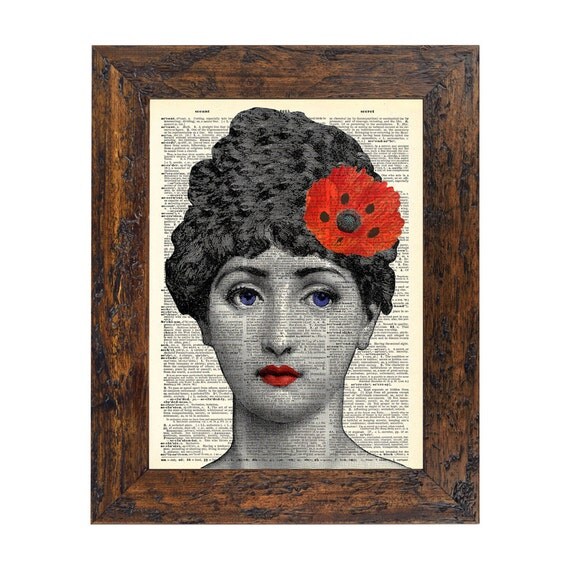 Victorian Lolita Portrait Collage Original Print on an Unframed Upcycled Bookpage