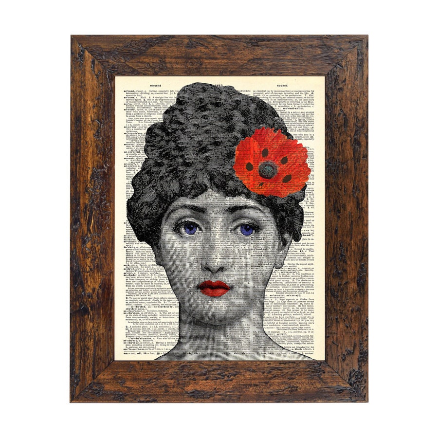 Victorian Lolita Portrait Collage Original Print on an Unframed Upcycled Bookpage