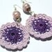 Crocheted Round Violet Earrings - Crochet earring jewelry - Violet earrings - Round earrings - Fashion crochet