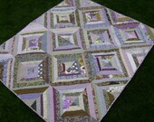 Lap Size Quilt, Throw String Blanket, Lavender and Grey, Handmade