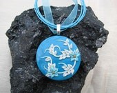 A Walk In The Blue Polymer Clay Pendant