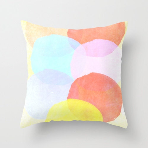 Pillow Cover, Throw Pillow, Colour Block, Watercolour Circles, Nursery Room Pillow, 16x16 Pillow Decorative, Home Decor - Circles