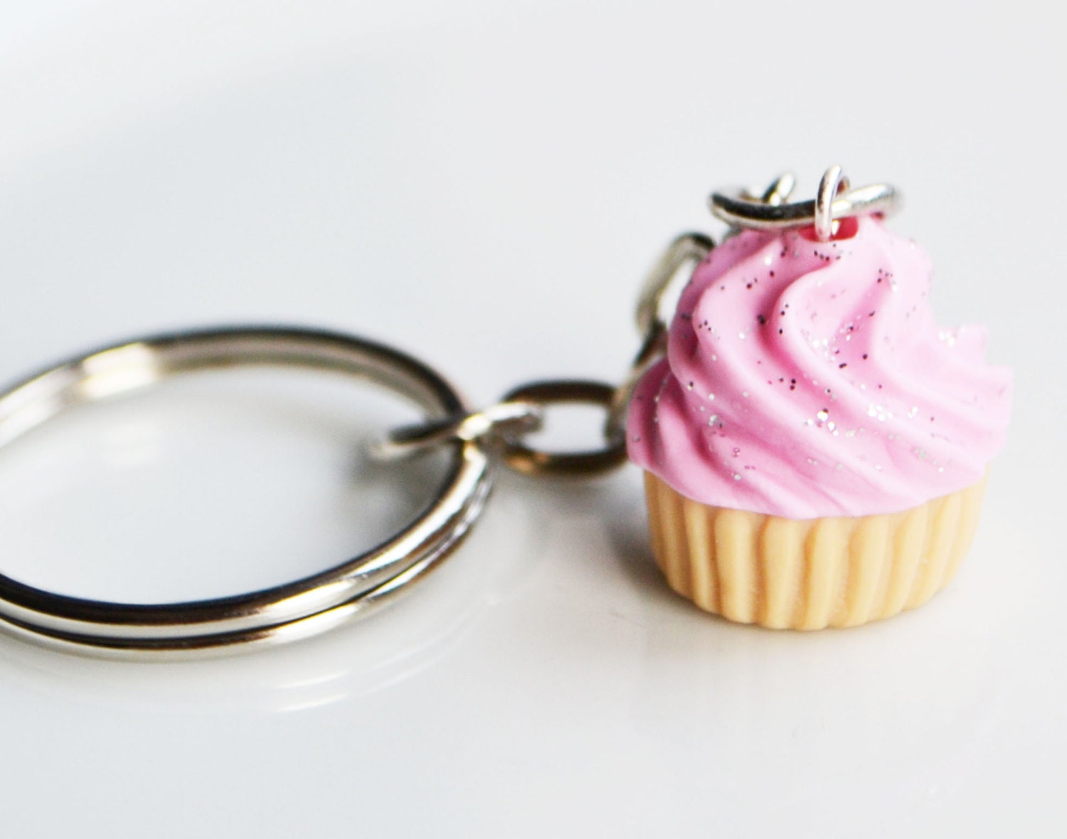 Glitter Cupcake Keyring Keychain Fimo by ClaytimeDesignsUK