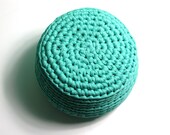 Crocheted Mini Pouf --kids' ottoman, foot stool, floor pillow - shimmery mint