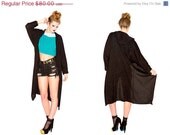 FESTIVAL SALE Handmade Lightweight Black knit Kimono with silver stripe detail cardigan sweater coat