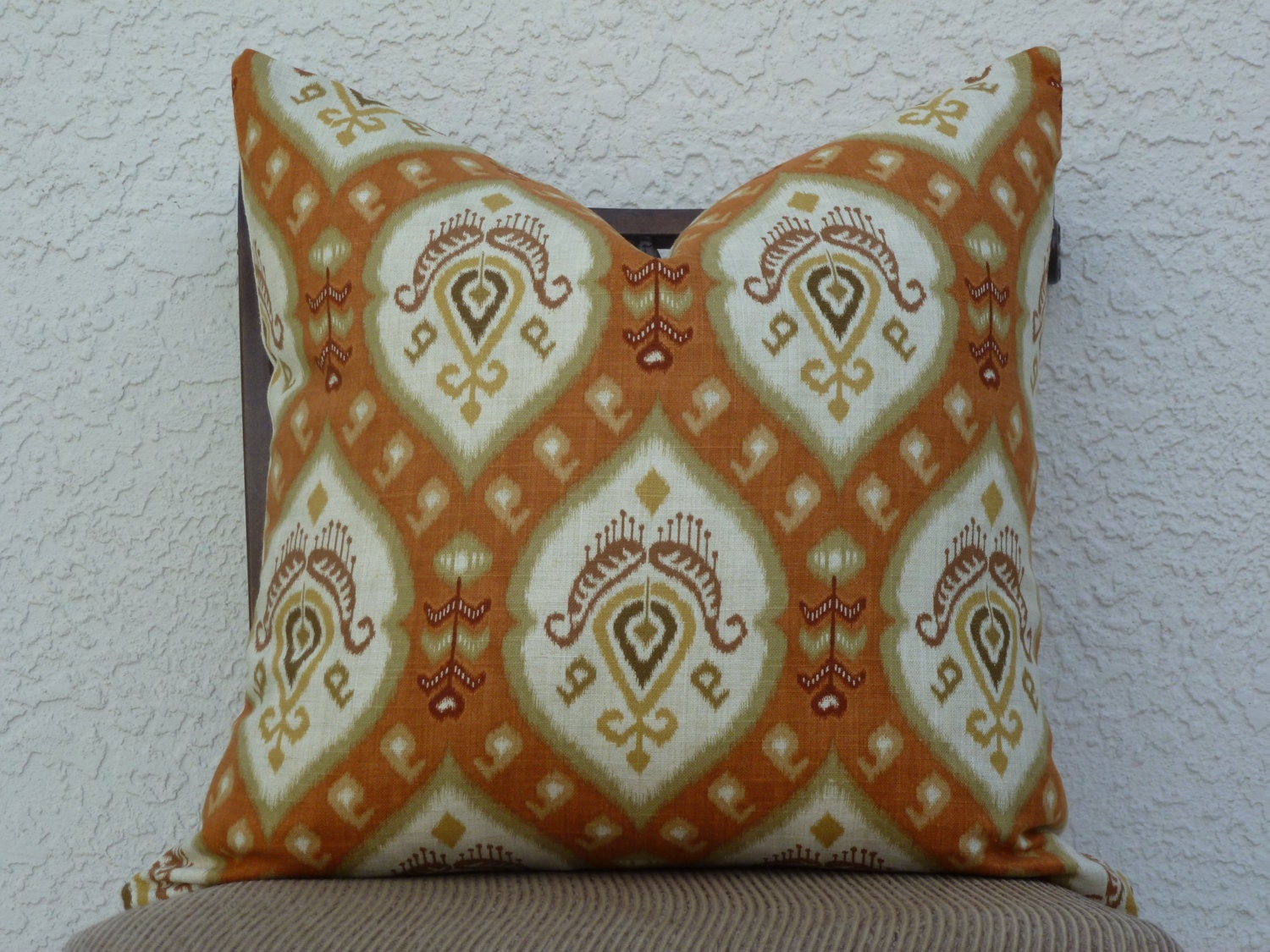 Modern Throw Pillow - Home Decor Designer Fabric - Orange, Brown, Tan, Taupe, Ivory