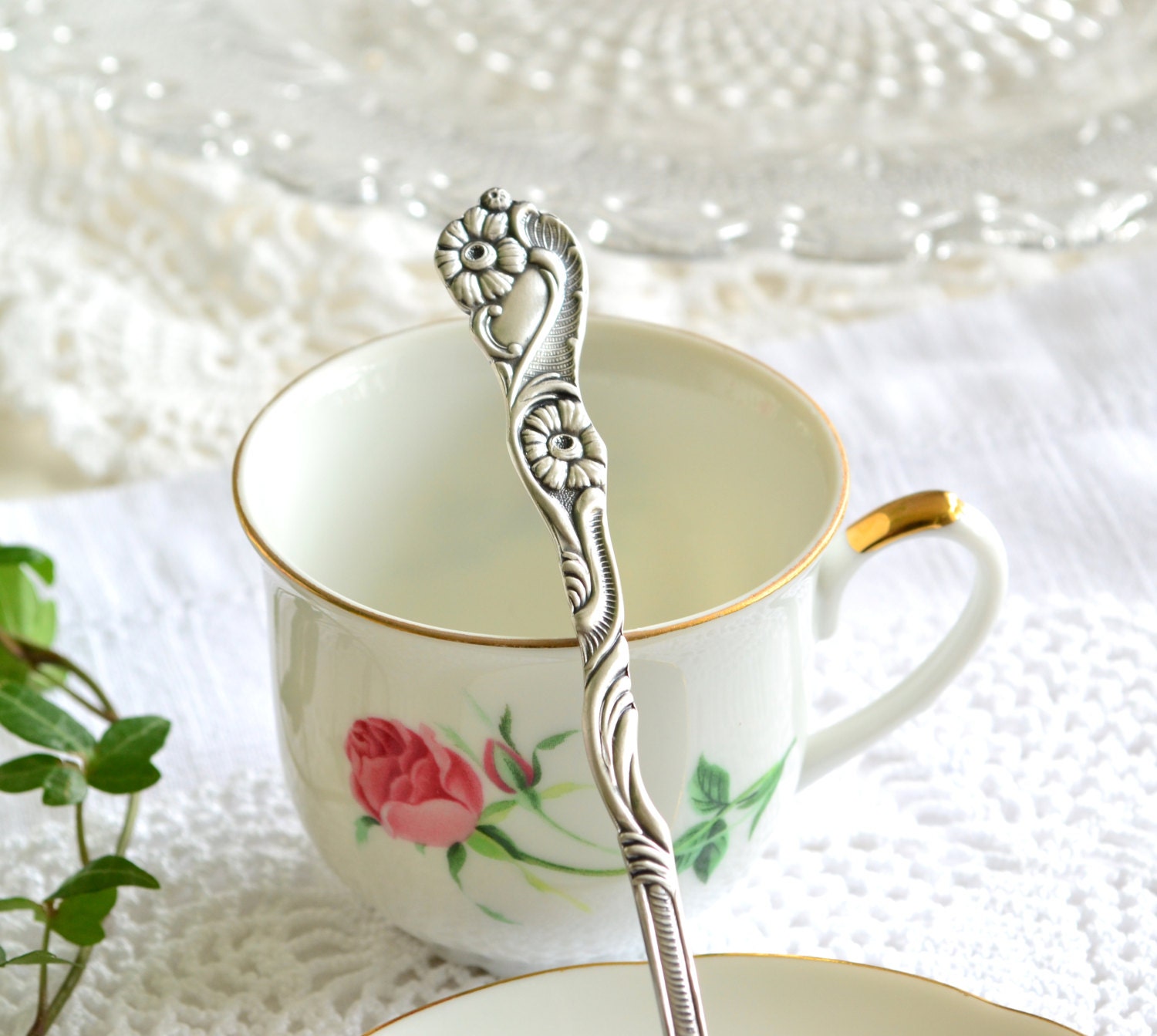 Serving spoon  vintage Swedish ornate  server silver plated