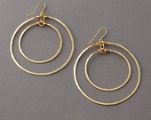 Double Gold Circle Hoop Earrings