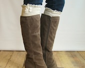 SALE SALE The Milly Lace - Cream Cable-knit Boot Socks w/ Ivory Lace knit lace trim and buttons (Item no. 5-7)