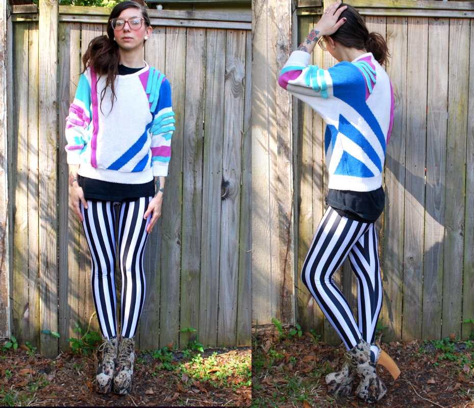 Vintage // Abstract Sweater // Avant Garde // Size M // Color block // Knit top Grunge RARE