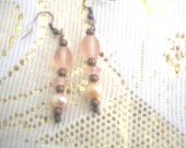 Pierced Dangle/Drop Earrings Copper Peach Pearl Unique Handmade Jewelry