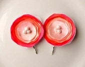Ombre Coral Fabric Flower Bobby Pins, Small Hair Clips, Coral Flowers, Shoe Clips, Neon Peach Pink Orange, Bridesmaid Wedding