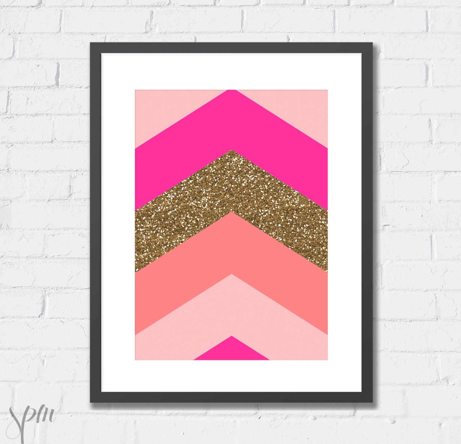 Art Print Glitter Geometric Arrows Archival Print 8x10 or A4