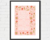 Art Print Marilyn Monroe Imperfection is Beauty Quote Archival Print 8x10 or A4