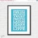 Art Print Inspired Words (Blue) 8x10 or A4