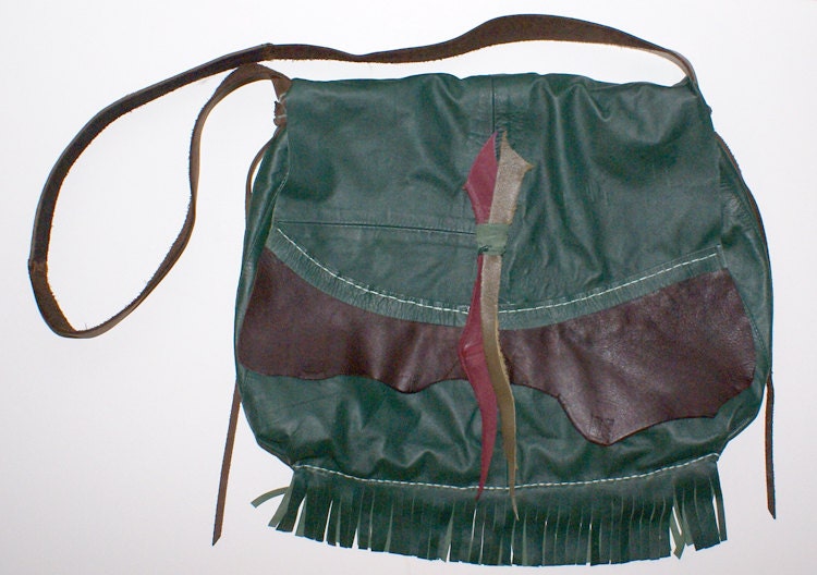 Cross Body Bag with Fringe in Emerald Green