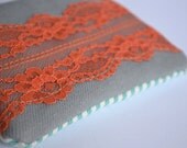 The Allison - floral vintage lace zipper pouch with zipper closure cotton twill