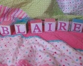 Nursery Name Blocks - Wooden Name Blocks - Pink Green Blue