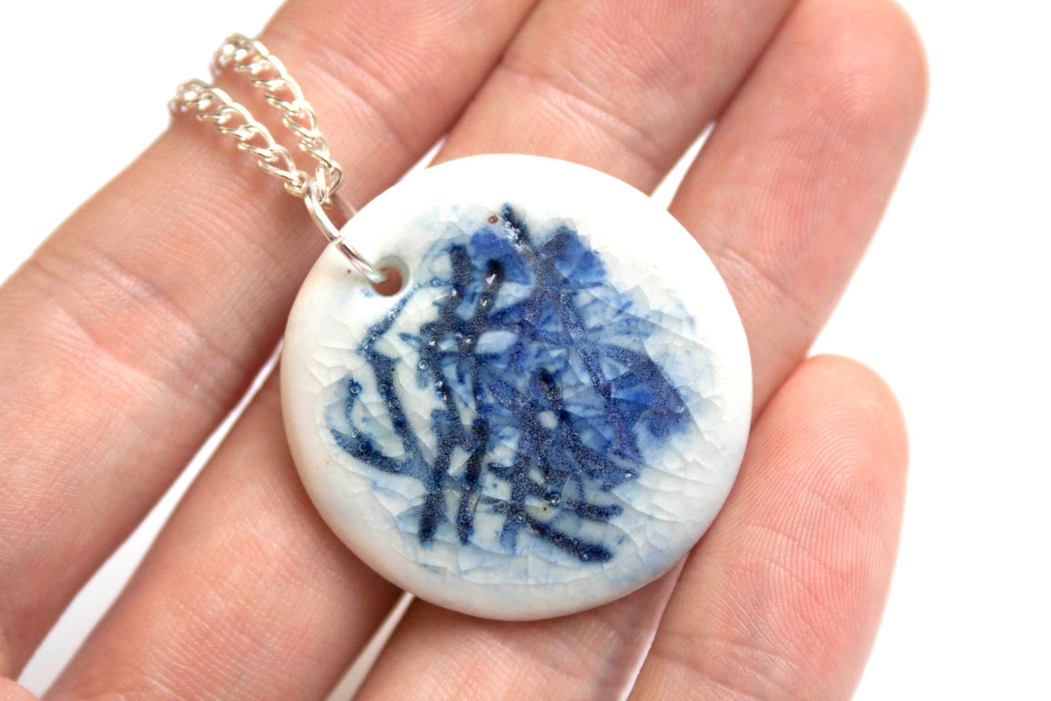 Ceramic necklace - Porcelain pendant - Contempary abstract necklace