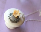 Dainty locket with flower charms necklace