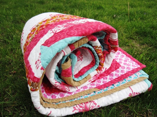 CUSTOM abstract geometric colorful quilt: throw, twin, full, and queen sizes available