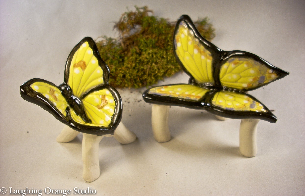 Yellow Butterfly Chair and Bench Set