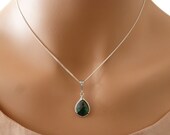Emerald Bridesmaid Necklaces-  Emerald Silver Necklace - Green Emerald Necklace  - Sterling Silver Necklace - MyTinyStarShining