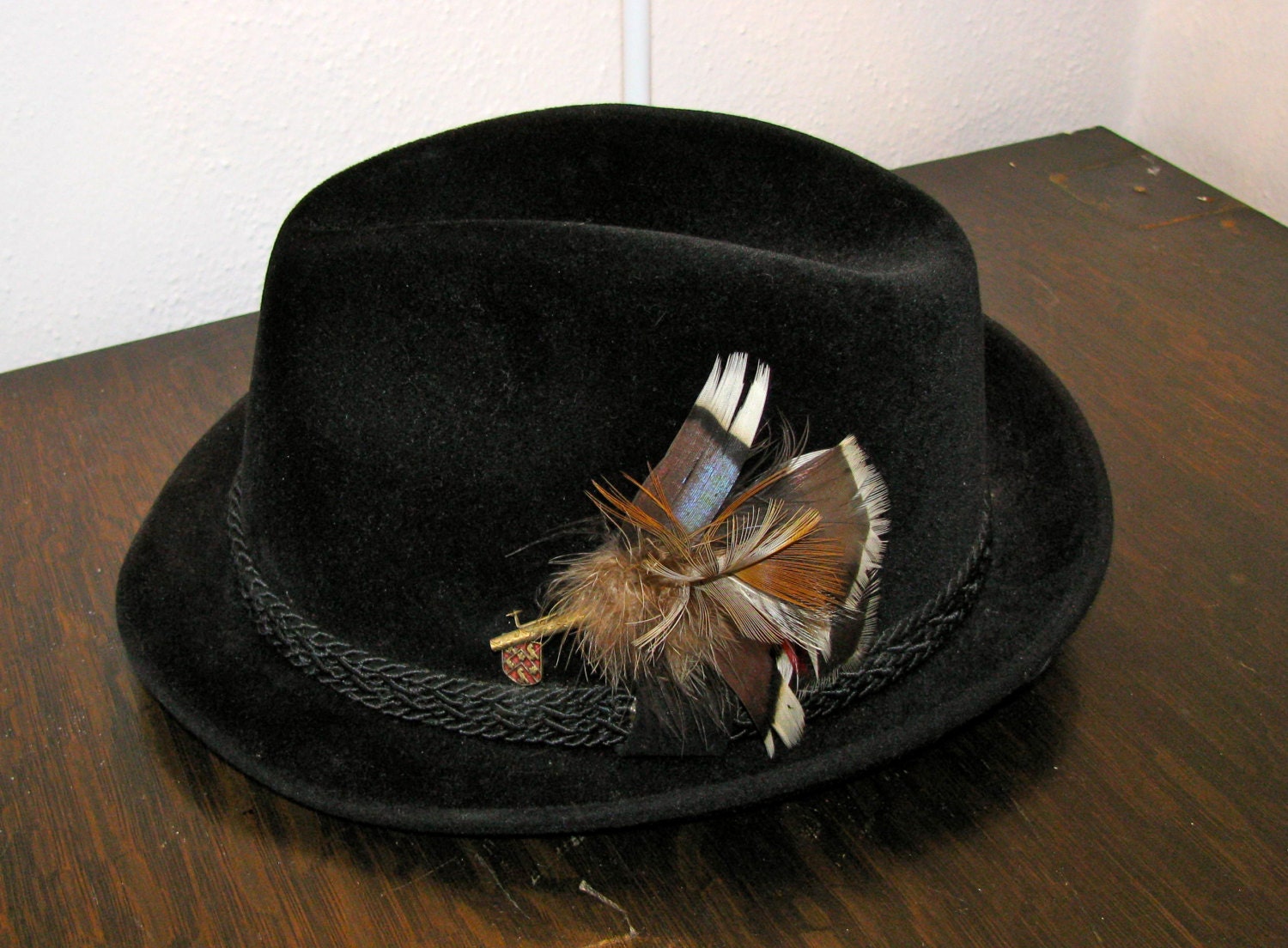 Sharp-As-Hell Black Fedora with Fancy Feather Pin - Triumph by Champ