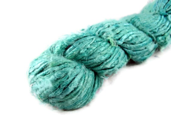 Banana Fiber yarn, art yarn, vegan, sea green