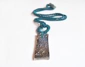 Emerald green necklace raku ceramic pendant / Textured ceramic pendant / Necklace pendant OOAK / Ceramic jewelry / Gift for her