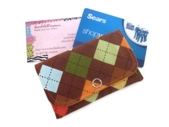 Credit Card Holder, Wallet,  business card holder, argyle