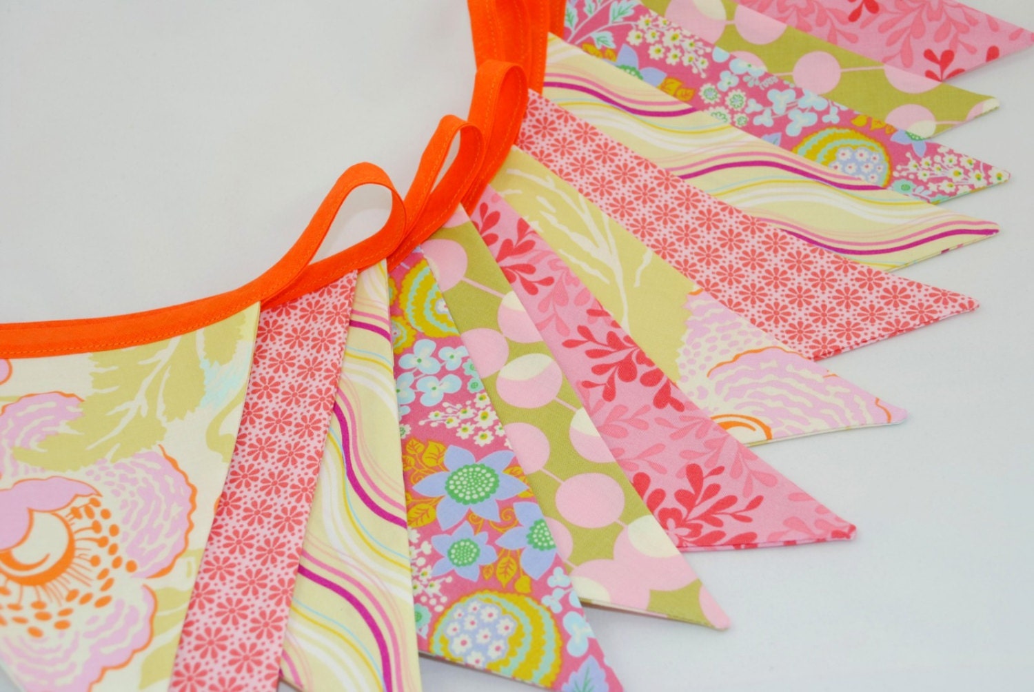 Bright and Cheerful Party Bunting - CELEBRATION in Pink & Tangerine - The perfect decoration for Showers, Weddings, and Parties