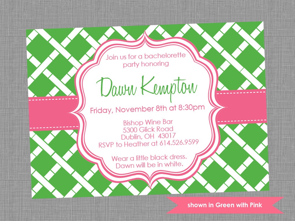 Printable Bachelorette Party Invitation - Bachelorette Themed Bamboo Invite - Colors and Text Customizable Il_170x135