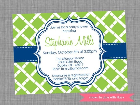Printable Baby Shower Invitation - Shower Themed Bamboo Invite - Colors and Text Customizable Il_570xn