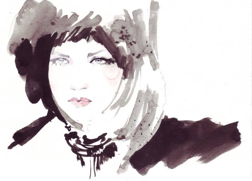 Print of Watercolor Painting, Fashion Illustration, Watercolor Painting, illustration by Ioana Avram, pink lips
