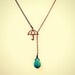 umbrella necklace with turquoise drop, turquoise necklace, rain necklace, unique necklace, vintage style necklace