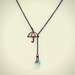 umbrella necklace with glass rain drop, rainy day necklace, rain drop necklace, unique necklace, cute necklace